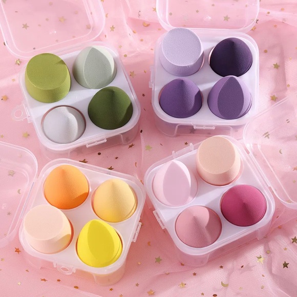 Other - 4 Pcs Beauty Makeup Sponge Eggs In Box Flawless For Creams, Powders & Liquids
